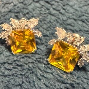Radiant Yellow Gemstone Silver Earrings